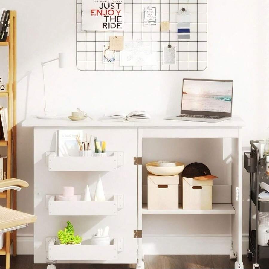 Mesa De Coser Plegable Multiusos Para Artesanías Y Computado - Blanco - Ver 1