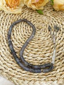 1pc 33pcs Cylindrical Glass Bead Tasbih, Elegant & Suitable For Men's Daily Wear - 33 Cylindrical Glass - View 9