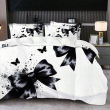 Bộ ga trải giường in hình nơ số 2/3 món (1 ga trải giường + 1/2 vỏ gối, không bao gồm chăn bông), mềm mại và thân thiện với da, phù hợp cho phòng ngủ, ký túc xá, khách sạn, mọi mùa, phù hợp với giường đơn/đôi/nữ hoàng/vua/đơn, bộ quà tặng giường ngủ cho bố mẹ và bạn bè - trắng - Xem 2