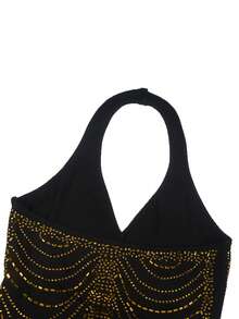 PORRCEY Women's   Elegant  Glamorous  Party  Cute  Romantic  Sexy  Elaborate    Knitted Fabric    Rhinestone    Halter Backless Bodycon Mini Dress  Night Out  Wedding  Party  Birthday Party  Anniversary Party  Graduation Party  Family  Music Festival  Gift  Festival  Dating  Cocktail  Formal & Evening  Photoshoot  Wedding Guest  Prom  Homecoming  Bachelorette Party  Stage & Concert  Tea Party    All Seasons - 金色 - 查看 4
