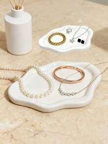 1pc Luxury Jewelry Tray, Creative Cloud Shaped Design, 2 Color Options, ABS Material, Suitable For Storing Perfume, Keychains, Rings, Keys, Earrings, Necklaces And Other Desktop Decor, Ideal For Women, Also Perfect For Travel, Vacation, Autumn Decor And Halloween - Multicolor - View 5