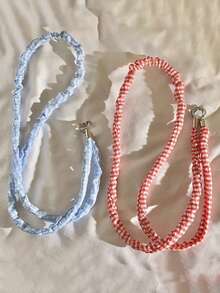 Correa de teléfono estilo coreano a cuadros con pliegues y correa larga, correa de bolso cruzado, compatible con Android y la mayoría de teléfonos inteligentes, regalo para madre, familia, amigos, niños, cumpleaños, vacaciones - Multicolor - Ver 5