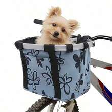 Canastilla para Mascotas en Bicicleta Porta Perros y Gatos Plegable con Liberación Rápida Bolsa Impermeable para Manubrio Antivibraciones - AzulNegro - Ver 1