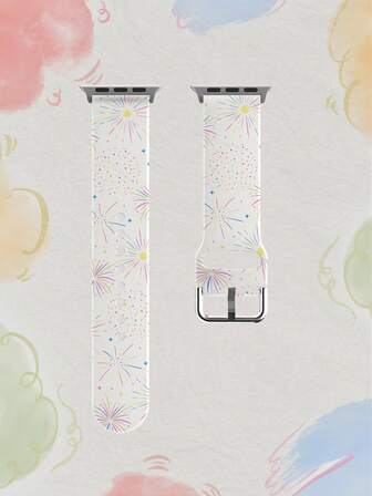 1 st. färgglatt fyrverkeridesign, mjukt elastiskt, andningsbart ersättningsklockarmband, kompatibelt med Samsung, Garmin, Honor smartklockor, 38 mm 40 mm 41 mm 42 mm 46 mm 45 mm 44 mm 49 mm, modernt avslappnat flerfärgat silikonklockarmband kompatibelt med Ultra SE/11/10/9/8/7/6/5/4/3/2/1