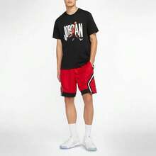 Nike Jordan 印花标志圆领复古美式短袖T恤，黑色 - 黑色 - 查看 4