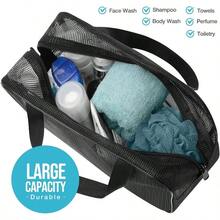 - Bolsa de malla porttil para artculos de aseo personal, para regadera, gimnasio, recmara, dormitorio universitario color negro - negro-grande - Ver 4
