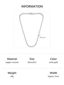 1pc Fashionable Minimalist Cubic Zirconia Tennis Necklace, For All Occasions
