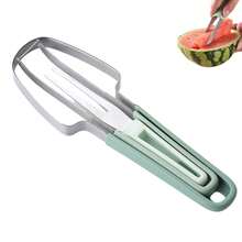 Stainless Steel Watermelon Fork Slicer Cutter For Camping Kitchen Gadgets Watermelon Popsicle Cutter - Green - View 4