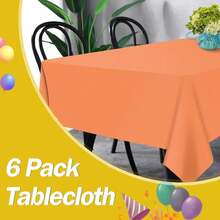 Orange 6 Pack Plastic Table Cloth 54\ X 108\, Disposable Tablecloths Rectangle Table Cover, Plastic Tablecloths For Parties,Rectangle,Orange - Orange - View 6
