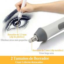 Borrador Eléctrico, Borrador Electrico Dibujo, 92 Piezas Reemplazable de Borrador para, Borradores para Dibujo, Portátil Borrador para Artistas con Dibujo Arquitectura Artes (Blanco),36695962 - Azul Marino - Ver 2