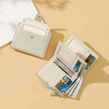 Cartera para Mujer, Billetera Bifold con Ventana de Identificación Extraíble, Monedero con Cremallera para Dinero en Efectivo y Tarjetas de Crédito, Tarjetero de Piel(Blanco),36701444 - Naranja - Ver 2