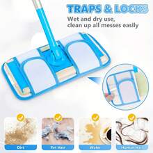 5-Piece Set Of Heavy-Duty Reusable Mop Pads (Excluding Mop) -10.8-Inch Oversized Washable Microfiber Cleaning Pad, Suitable For Both Dry And Wet Cleaning Replacement Pads For Hardwood, Ceramic Tiles, And Vinyl Flooring (5-Piece Set), Compatible With Multiple Mop Machines, Wear-Resistant Fabric Structure, High-Quality Materials, Suitable For Busy Families To Use 8KXM - Blue (27.5 X 15.5 Inches) - View 3