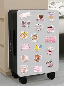 50Pcs Ice Coffee Pink Stickers For Cup Water Bottle Funny Coffee Themed Decoration Vinyl Stickers For Laptop Journal Phone Scrapbook Pack For Gifts Back To School Rewards New Year Easter Day Party Favors For Adults Teens Women & Men - Khaki - View 6
