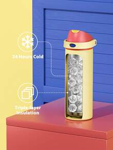 Meoky 24oz Vacuum Insulated Water Bottle with 2-in-1 Straw and Spout Lid, Insulated Cup, Keep Cold 24H, Leak-Proof, Fits in Car Cup Holder, Stainless Steel Tumbler for Sports, Travel, and School - 黃色 - 查看 2