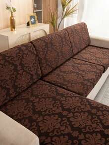 1件装优雅复古花卉沙发套，经典宫廷风格弹力3D花卉沙发座垫套，靠背套，保护沙发免受灰尘和污垢侵扰，易于拆卸清洗，四季皆宜，适用于三人沙发、沙发靠背、靠垫套、L型沙发 - 巧克力棕 - 查看 3