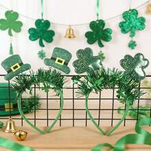 1pc Irish Festival Headband, St. Patrick's Day Party Costume Hat Headband With Four-Leaf Clover And Shamrock Decor, Carnival Party Supplies, Birthday Celebration - Multicolor - View 6