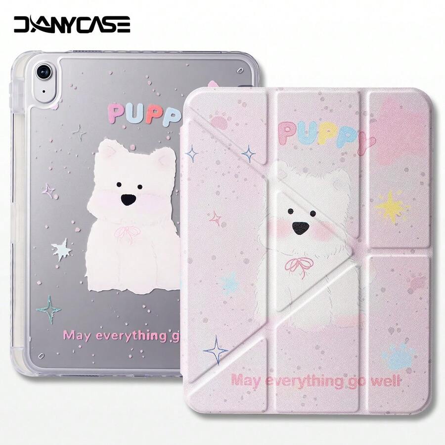 适用于 iPad Air 8 (M4) 11 英寸 13 英寸 2026 11 代 A16 2025 10 代 10.9 英寸 Air 4 5 10.9 英寸 Air 11 M3 2025 7 8 9 10.2 英寸的可爱图案保护套，带笔槽 - 西高地 - 查看 1