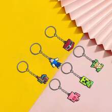 Mattel Minecraft 1/5/10pcs Minecraft Pixel Battle Pixel Grid Theme Birthday Party Gifts Soft PVC Keychains, Includes Steve, Alex, Creeper Character Keychains, Backpack Decorations, Car Hanging Ornaments, Backpack Pendants, Perfect Gifts For Birthday, Holiday, Halloween, Christmas, Anniversary Parties - Multicolor - View 4