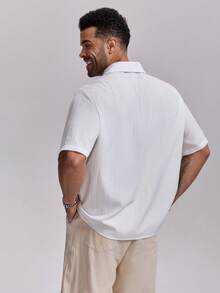 1pc Men's White Collared Short Sleeve Button-Up Casual Shirt, Stylish For Commute, Business, Holiday, Party - White - View 3