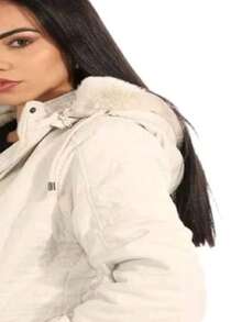 Women's Lined Twill Parka - White - View 6