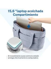 Bolso Tote para Mujer,Bolso Tote Ligero con Compartimentos,Bolso de Hombro Acolchado para Viaje,Trabajo,36701958 - Blanco - Ver 5