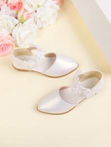 Girls' Sweet Princess Shoes, New Spring/Summer Fashion White Lace Flower Design, Suitable For Parties, Photoshoots, Outdoor Activities, Weddings And More, Fashionable Children's Flat Shoes