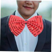 Pajarita De Lentejuelas Pajarita De Halloween Pajaritas Divertidas Para Hombres Pajarita De Mascarada Pajarita Brillante Pajaritas De Lentejuelas Para Hombre Golden Polister - Rojo - Ver 6