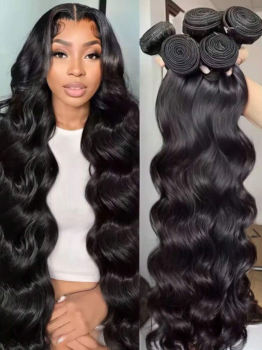 Uveous 100% Unprocessed Virgin Brazilian Human Hair Brazilian 22 20 18 Inch Body Wave 3 Bundles Hair Extensions Grade 12A Remy Human Hair Bundles Natural Black Color - Natural Black - Xem 1