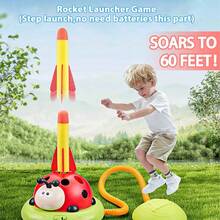 3+ Years Old Kids 3-In-1 Musical Jumping Toy Set - Ladybug Ring Toss And Rocket Launcher With Remote Control, Indoor Outdoor Party Garden Sports Game Gift/Perfect Holiday/Birthday/Christmas/New Year Present - Multicolor - View 6