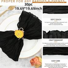 6/12/18/24/30pcs Set Sage Green Cheesecloth Napkins, Multi-Color Options Cheesecloth Napkins, Bali Cheesecloth Napkins, Rustic Boho Lavender Napkins, Suitable For Family Dinner, Restaurant, Wedding, Party, Dining Table Decor - Multicolor - View 13