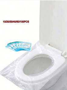 10-100pcs/Pack Disposable Plastic Waterproof Anti-Slip Toilet Seat Covers, Individually Packaged, Portable - Clear - View 1