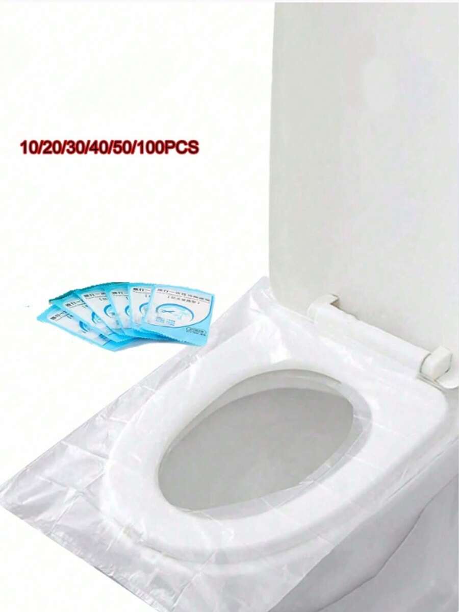 10-100pcs/Pack Disposable Plastic Waterproof Anti-Slip Toilet Seat Covers, Individually Packaged, Portable - Clear - View 1