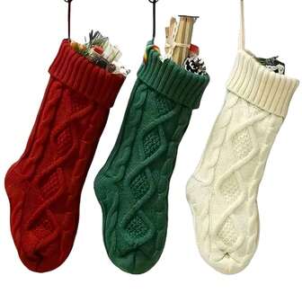 大号针织圣诞袜 - 18 英寸，节日家居装饰、圣诞派对装饰、壁炉装饰、场景装饰