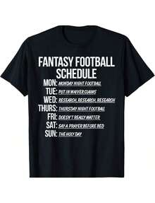 Fantasy Football Schedule Funny T-Shirt - - Black - View 1