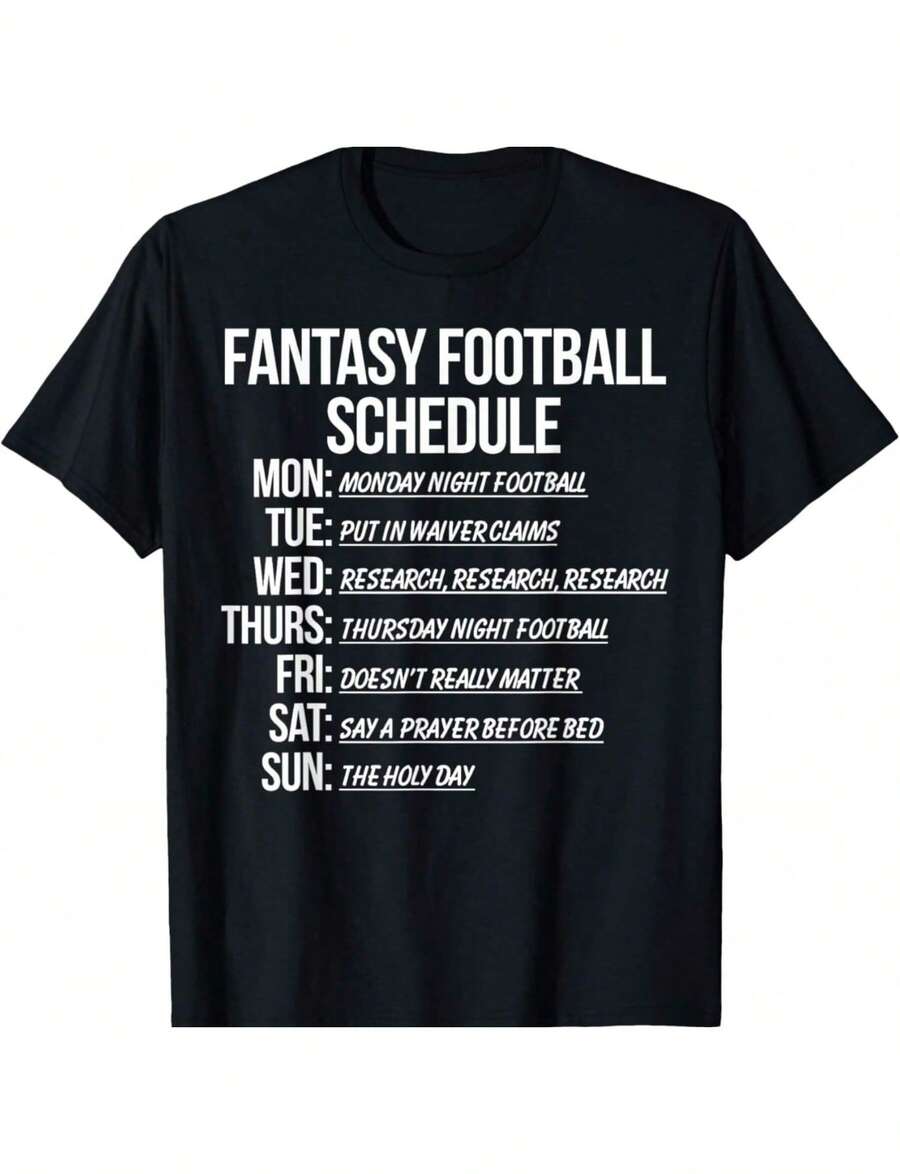 Fantasy Football Schedule Funny T-Shirt - - Black - View 1