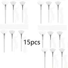 3/15pcs Practical Facial Brushes Fan Makeup Brushes Soft Portable Mask Brushes Cosmetic Tools For Women Ladies Girls - Multicolor - View 11