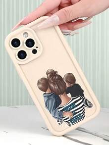 1 Stück weißes minimalistisches TPU stoßfestes Handyhülle mit Familie aus 3 Personen, kompatibel mit Apple 17, 16, 15, 14, 13, 12, 11 Pro Max, Air und Serie - Verschiedenfarbig - Übersicht 3