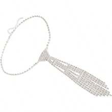 - Collar con lazo brillante, elegante con diamantes de imitacin de vidrio para la mayora de ocasiones, uniforme de boda, corbata punk con joyas - Pago - Ver 8
