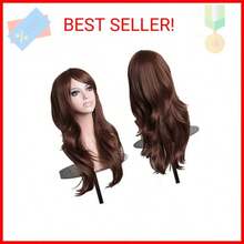 ANESHE Wigs 28and#034; Long Wavy Hair Heat Resistant Cosplay Wig For Women Dark Brown - như hình - Xem 2