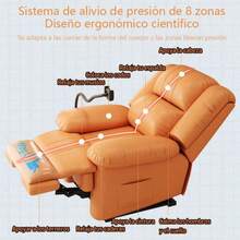 Sofá de masaje eléctrico multifuncional con carga USB, balanceo de 270 grados y posiciones ajustables para sentarse y reclinarse. Moderno y cómodo sillón reclinable individual para sala de estar. - Naranja - Ver 7