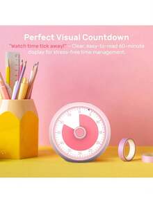 60分钟可视计时器，适用于儿童、教室、办公室、厨房、桌面时间管理，静音运行，纯色设计 - 彩色 - 查看 7