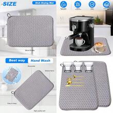 XISH 2 Tapete de Secado de Platos para Encimera de Cocina 38*50cm Alfombrillas de Microfibra para Secado de Platos Escurridor de Platos Absorbente de Microfibra Tapete para Encimera Fregaderos Cocina - Gris - Ver 8
