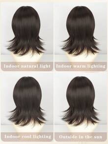 Natural Black High-Layered Medium-Length Wig,Women Natural Look,Heat Resistant Synthetic Wig.For Women And Girls Daily Party ,Halloween Cosplay Use. - Multicolor - View 7