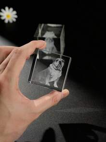 Customized Pet Memorial Crystal Cube, Pet Memorial Gift, Condolence And Mourning For Deceased Loved Ones, Pet Portrait, Personalized Pet Memorial Gift, Condolence Gift For Deceased Pets, Customized Laser Engraved Glass Desktop Decor, Multi-Functional, Colorful, Modern & Fashionable, Customized, Personalized, Unique, Ideal Gift For Him, Suitable For Anniversary, Valentine''s Day - Multicolor - View 7