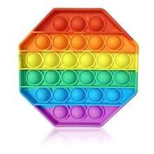 1/2/4PCS Rainbow Pop Fidget Toy, Bubble Sensory Toy For Kids And Adults, Stress Reliever, 4 Shapes Poppers-Heart, Circle, Octagon, Square Pressure Relieving - Multicolor - View 16