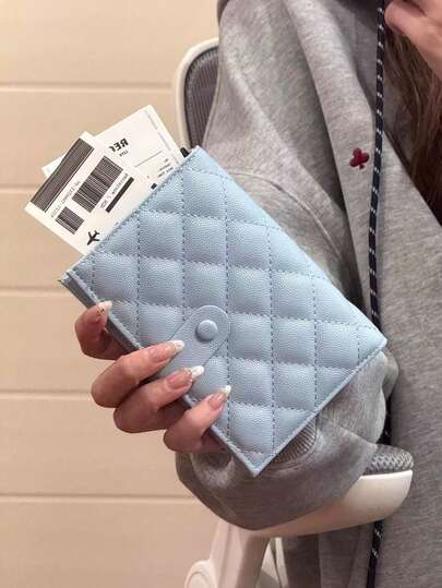 1pc Diamond Pattern Travel Passport Holder Storage Bag Passport Holder Wallet Integrated ID Card Holder Multi-Functional Storage Bag Machine Ticket Holder Passport Storage Bag Protective Cover Waterproof Thin And Compact ID Ticket Wallet Integrated Storage Bag