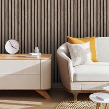 Adhesive Wallpaper With Ribbed Design, Aged Wood, Thin Strips - Multicolored 24 - View 5