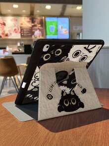 Compatible With IPad 10/9/2025 Pro 11 Inch, Double-Sided High-Definition Printing Oil Painting Style Black And White Cat Pattern Tablet Protective Case, Transparent Acrylic Back Cover, 2026 New Version, Auto Wake/Sleep, Multi-Angle Stand With Pen Slot, Essential For Office And Study, Non-Magnetic Protective Case