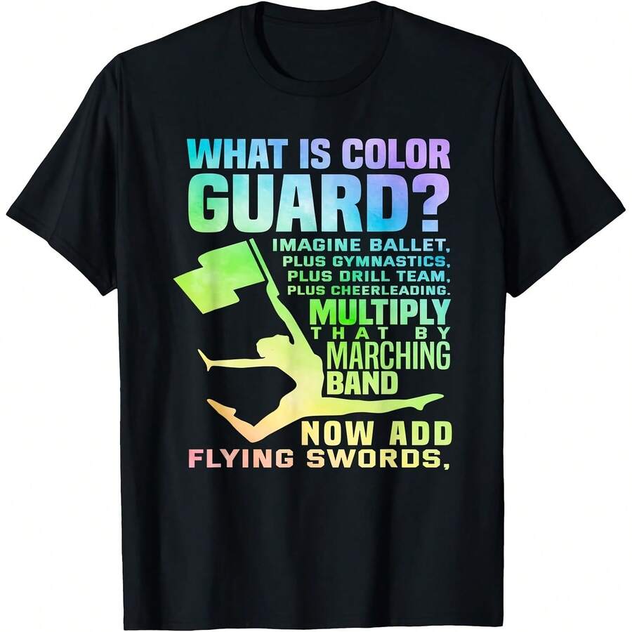 ¿Qué es Color Guard? Bandera Divertida Lanza Giro Color Guard Regalo Uni T- - Negro - Ver 1