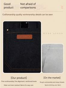 一件防水防油围裙，带大口袋，涤纶防污厨房围裙，可调节颈带，防水防溅，加宽肩带，适用于烹饪、家庭、餐厅、手工、花园、烧烤、学校、咖啡馆等场合，男女通用，节日礼物 - 藏蓝色 - 查看 10